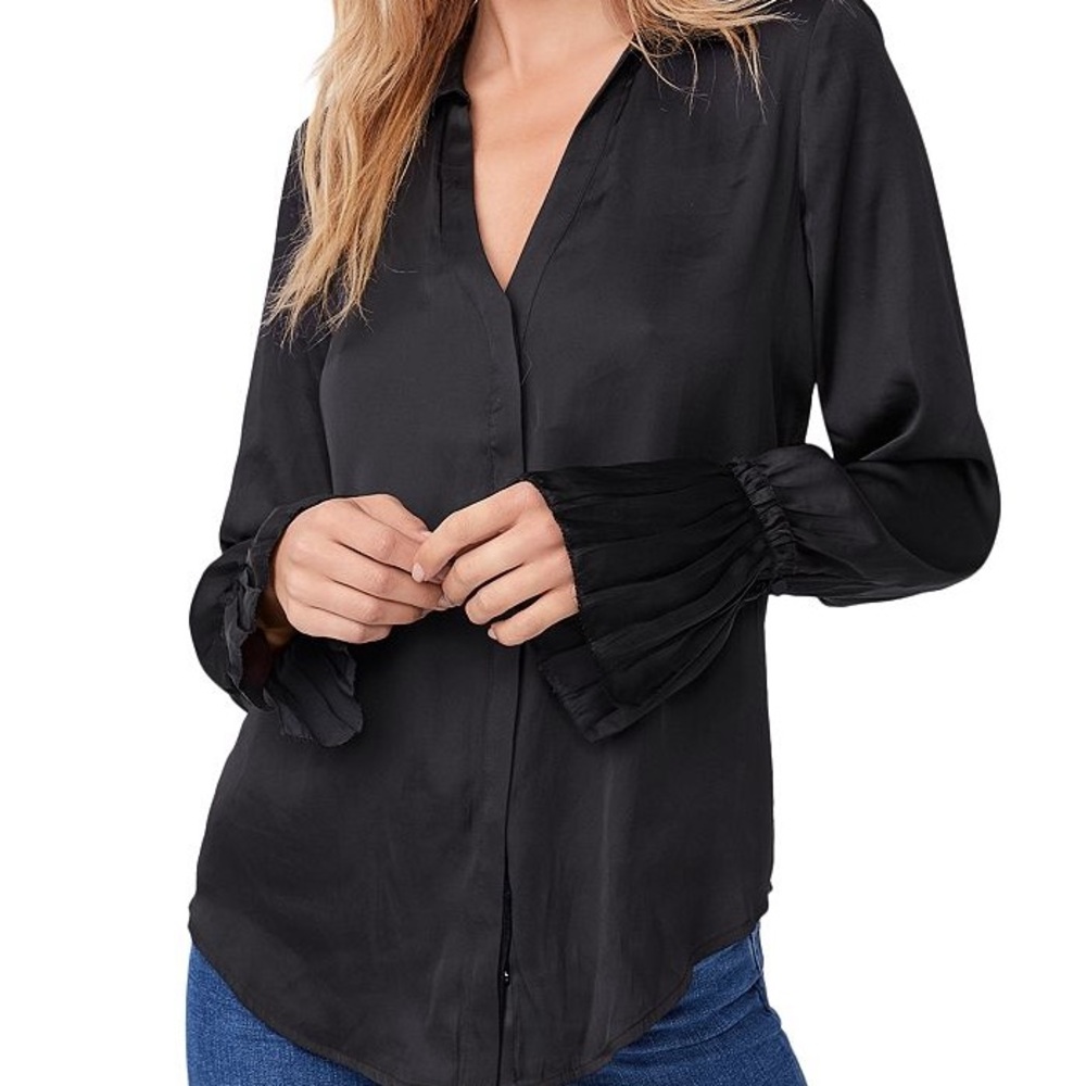 PAIGE Black Satin Blouse
